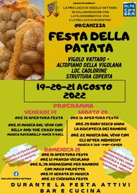FESTA DELLA PATATA - Altipiano della Vigolana, 19-20 e 21 agosto 2022