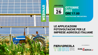 Le applicazioni fotovoltaiche per le imprese agricole italiane - mercoledì 26 ottobre 2022, ore 17:0